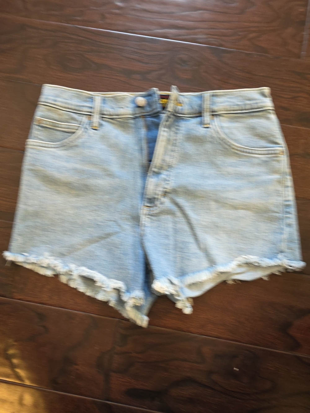 Lee Light Blue Frayed Hem Denim Shorts